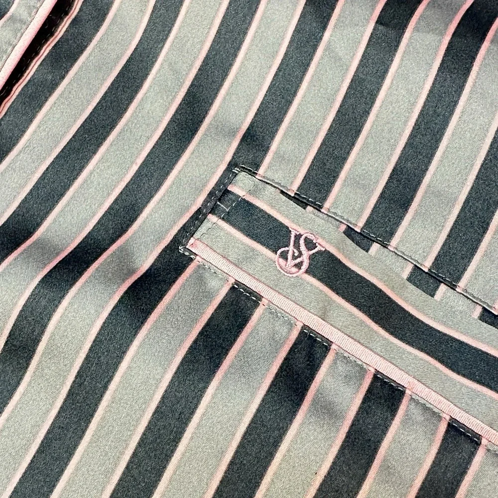 Victoria's‎ Secret Pajama Top Large Pink Satin Long Sleeve Button Up Pinstripe - Picture 10 of 10